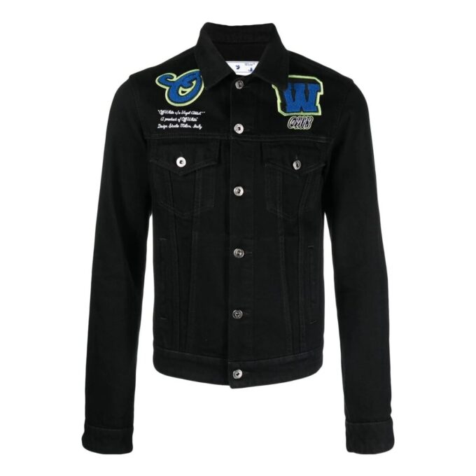 Chaqueta Denim con parche universitario «Negro Azul»