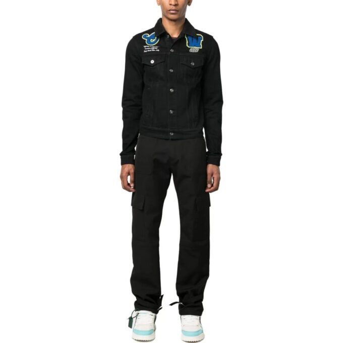 Chaqueta Denim con parche universitario «Negro Azul»