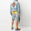 Chaqueta Denim de corte holgado con estampado del logotipo de Apple, temporada primavera-verano 2021, azul