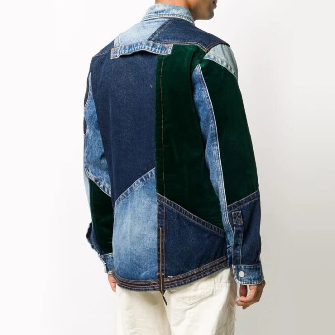 Chaqueta Denim de diseño patchwork para hombre azul FW20