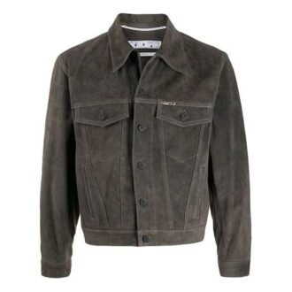 Chaqueta Denim de hombre Off-White con estampado de Arrows, gris