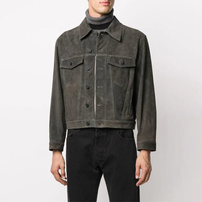Chaqueta Denim de hombre Off-White con estampado de Arrows, gris