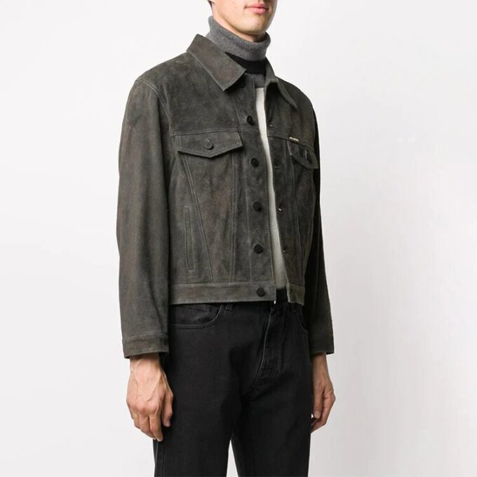 Chaqueta Denim de hombre Off-White con estampado de Arrows, gris