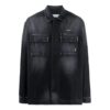 Chaqueta Denim de manga larga con bolsillos grandes, corte holgado, gris