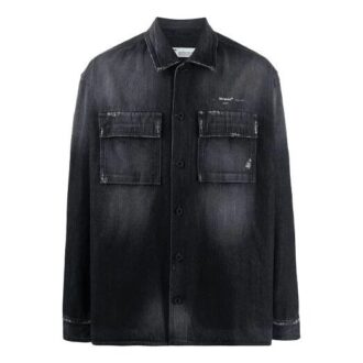 Chaqueta Denim de manga larga con bolsillos grandes, corte holgado, gris