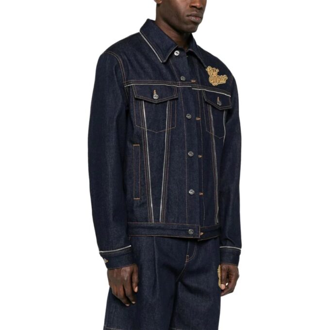 Chaqueta Denim de skate con logotipo de los 90 «Raw Blue Gold»