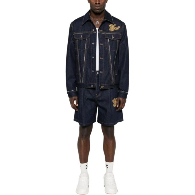 Chaqueta Denim de skate con logotipo de los 90 «Raw Blue Gold»