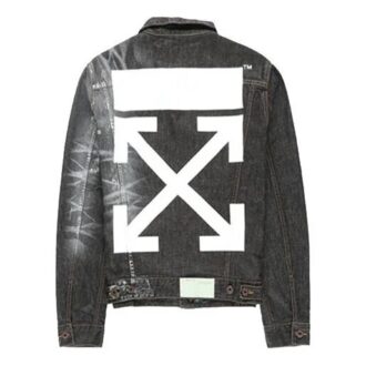 Chaqueta Denim entallada Arrows con logotipo bordado, color negro
