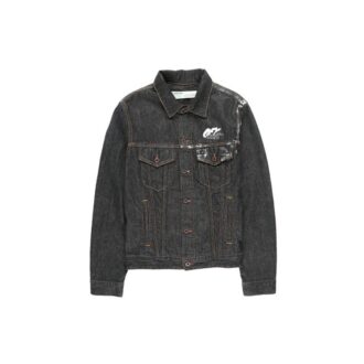 Chaqueta Denim entallada Arrows con logotipo bordado, color negro
