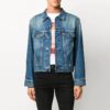 Chaqueta Denim estampada de corte holgado azul