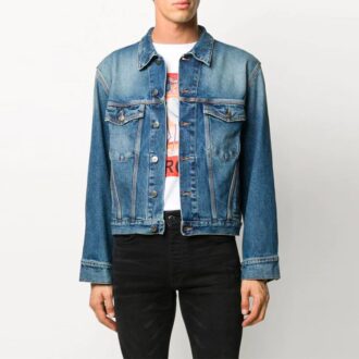 Chaqueta Denim estampada de corte holgado azul