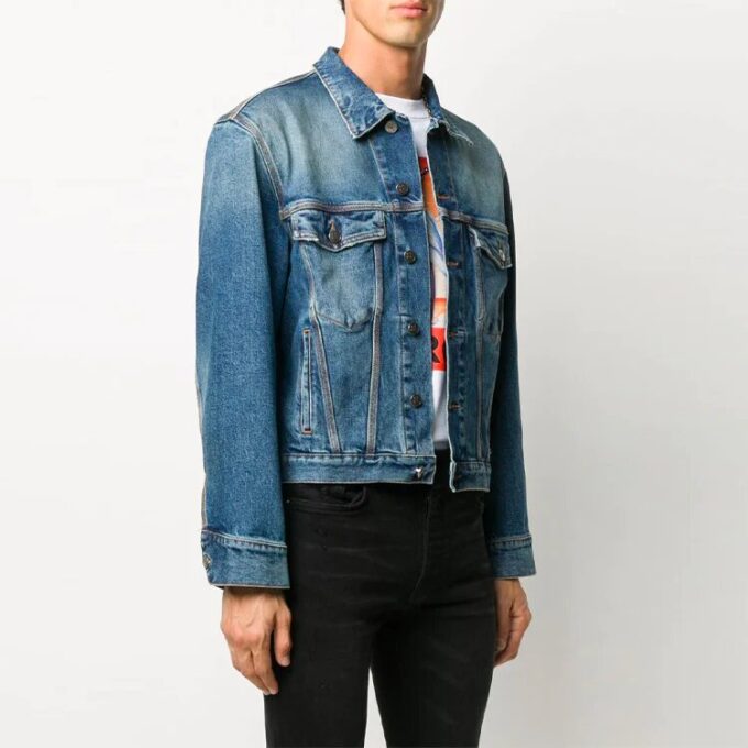 Chaqueta Denim estampada de corte holgado azul
