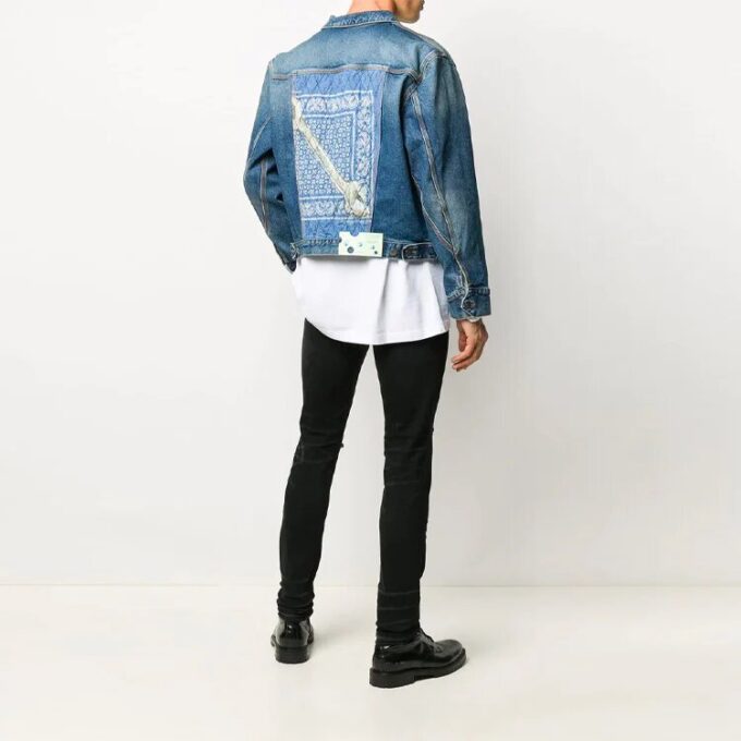 Chaqueta Denim estampada de corte holgado azul
