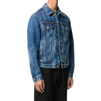 Chaqueta Denim estampada FW20 para hombre, azul marino