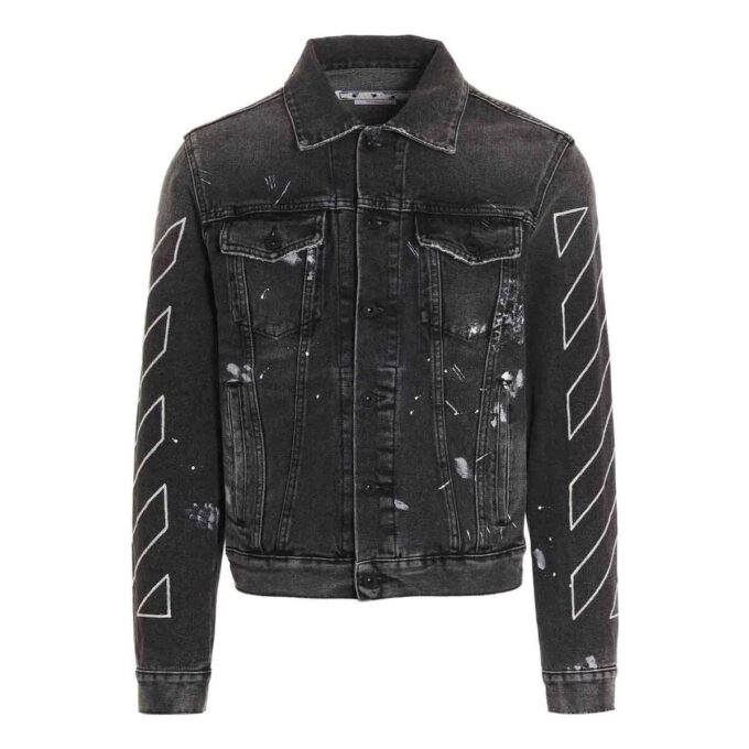 Chaqueta Denim estampada Off-White para hombre, temporada primavera-verano 2022, color negro