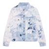 Chaqueta Denim lavada con estampado de flechas para hombre, azul claro y blanco