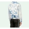 Chaqueta Denim lavada con estampado de flechas para hombre, azul claro y blanco