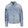 Chaqueta Denim lavada de algodón con estampado de letras y logotipo, azul