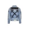 Chaqueta Denim lavada de algodón con estampado de letras y logotipo, azul