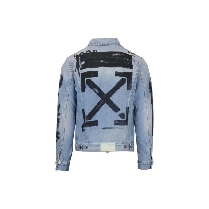 Chaqueta Denim lavada de algodón con estampado de letras y logotipo, azul
