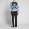 Chaqueta Denim lavada de algodón con estampado de letras y logotipo, azul