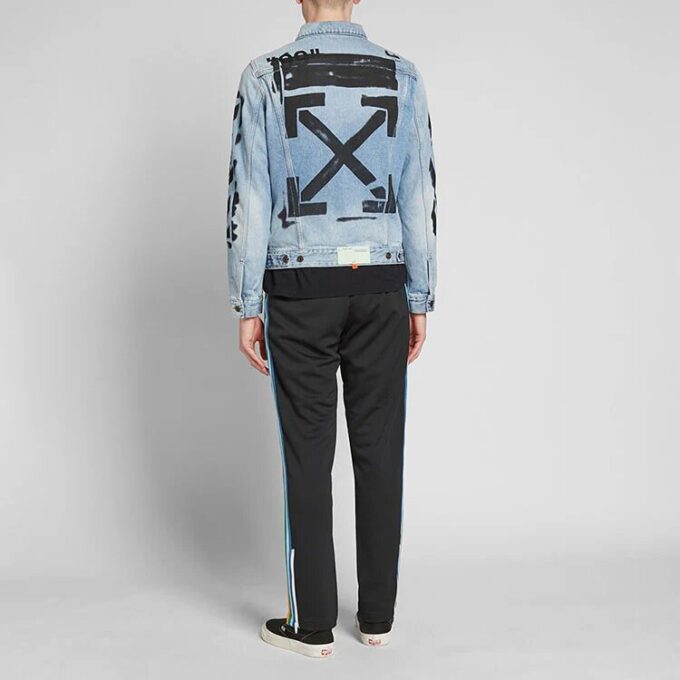 Chaqueta Denim lavada de algodón con estampado de letras y logotipo, azul