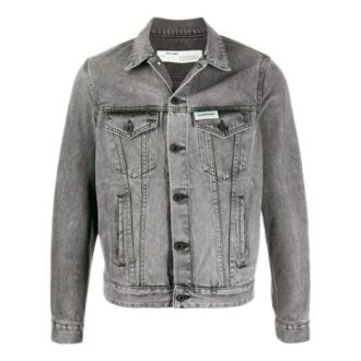 Chaqueta Denim Off-White para hombre con diseño de flechas, gris