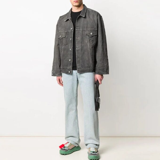 Chaqueta Denim Off-White para hombre SS21, versión estándar, gris