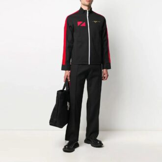 Chaqueta deportiva casual con cremallera y estampado Micro Mark de Off-White x Theophilus London, color negro