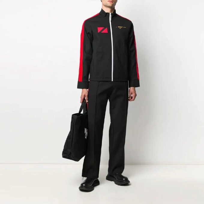 Chaqueta deportiva casual con cremallera y estampado Micro Mark de Off-White x Theophilus London, color negro