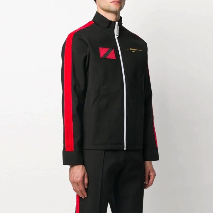 Chaqueta deportiva casual con cremallera y estampado Micro Mark de Off-White x Theophilus London, color negro