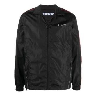 Chaqueta deportiva con cremallera y estampado del logotipo en color liso SS21, negra