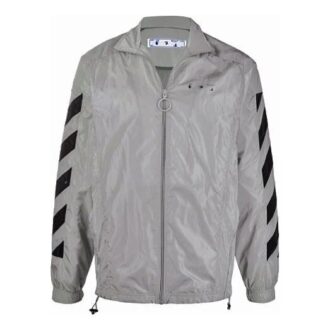 Chaqueta deportiva con cremallera y rayas con estampado del logotipo de la colección SS21, gris