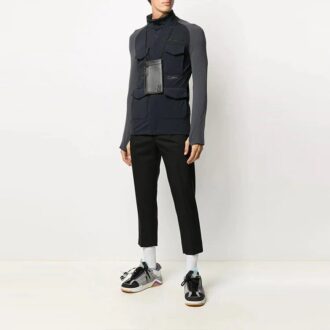 Chaqueta deportiva con estampado de logotipo, fina y ligera, versión de corte ajustado, negra