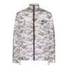 Chaqueta deportiva con estampado y cremallera, corte holgado, gris y blanco