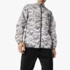 Chaqueta deportiva con estampado y cremallera, corte holgado, gris y blanco