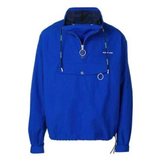 Chaqueta deportiva de nylon con cordón y logotipo alfabético Off-White para hombre, azul Chaqueta deportiva de nylon con cordón y logotipo alfabético Off-White para hombre, azul