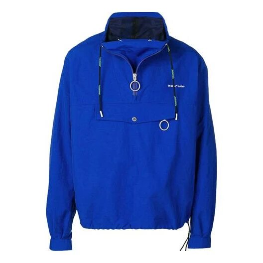 Chaqueta deportiva de nylon con cordón y logotipo alfabético Off-White para hombre, azul