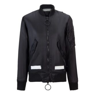 Chaqueta deportiva de nylon con logo en la espalda para hombre de Off-White, color negro Chaqueta deportiva de nylon con logo en la espalda para hombre de Off-White, color negro