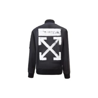 Chaqueta deportiva de nylon con logo en la espalda para hombre de Off-White, color negro Chaqueta deportiva de nylon con logo en la espalda para hombre de Off-White, color negro