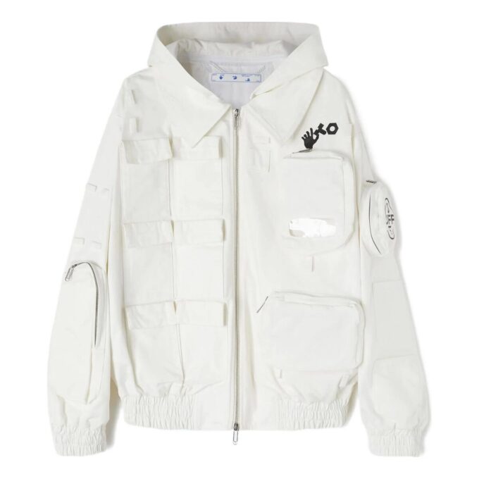 Chaqueta deportiva unisex con capucha Off-White x C/o Teenage Engineering, de color liso, en blanco