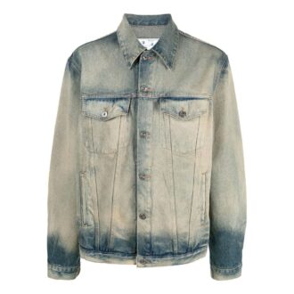 Chaqueta gris de Denim desgastado Off-White para hombre, colección Otoño-Invierno 2022 Chaqueta gris de Denim desgastado Off-White para hombre, colección Otoño-Invierno 2022