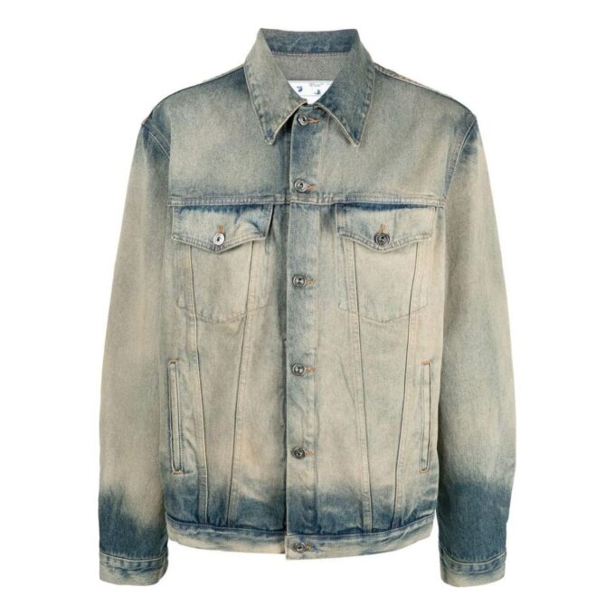 Chaqueta gris de Denim desgastado Off-White para hombre, colección Otoño-Invierno 2022