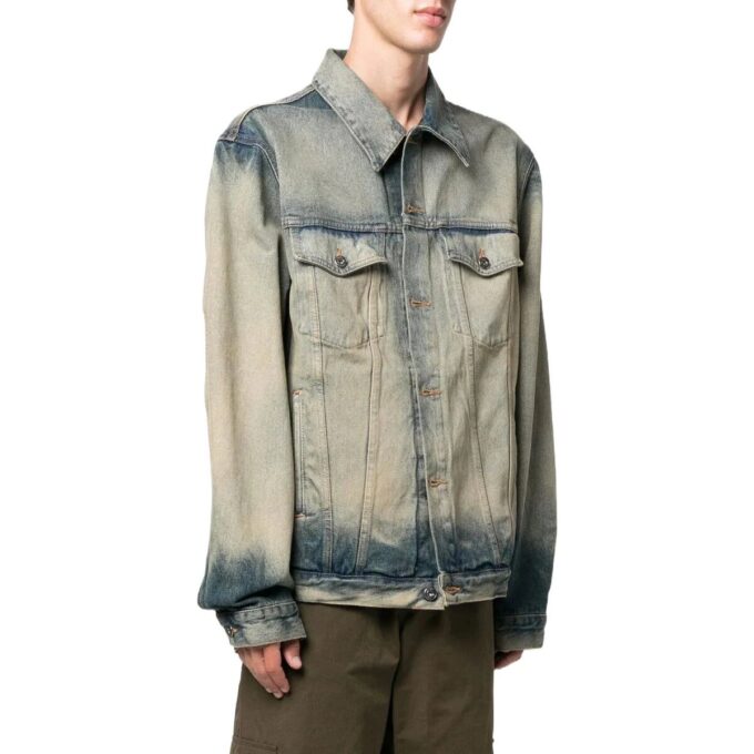 Chaqueta gris de Denim desgastado Off-White para hombre, colección Otoño-Invierno 2022