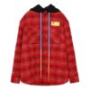 Chaqueta holgada con capucha de franela a cuadros acolchada para hombre