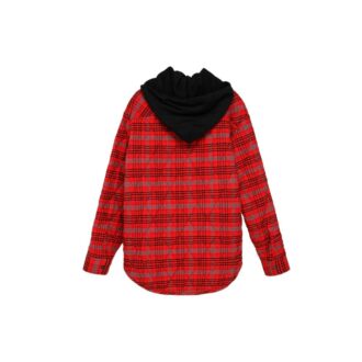 Chaqueta holgada con capucha de franela a cuadros acolchada para hombre Chaqueta holgada con capucha de franela a cuadros acolchada para hombre