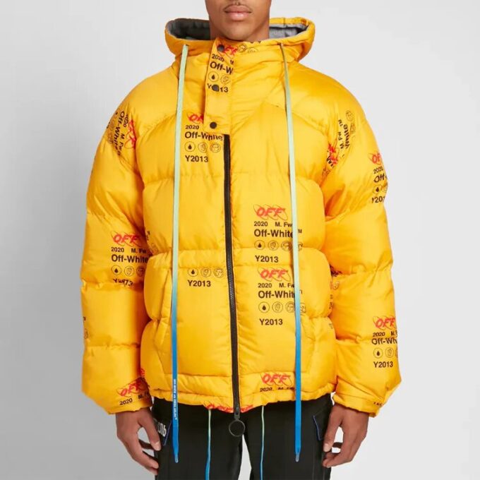 Chaqueta industrial acolchada con capucha y cremallera, de algodón, para hombre, amarilla