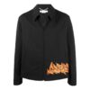 Chaqueta negra con cremallera y estampado bordado para hombre de Off-White