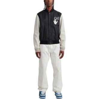 Chaqueta Off-White para hombre, colección Otoño-Invierno 2022, con estampado de letras y mangas largas, color negro Chaqueta Off-White para hombre, colección Otoño-Invierno 2022, con estampado de letras y mangas largas, color negro