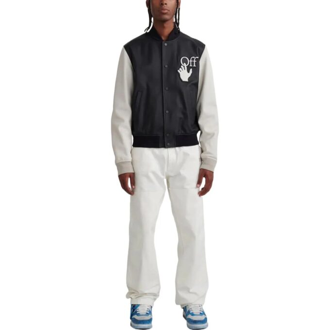Chaqueta Off-White para hombre, colección Otoño-Invierno 2022, con estampado de letras y mangas largas, color negro